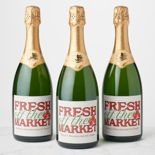 Bruiloftsfeestje Fresh Off the Market Sparkling Wijnetiket (Flessen)