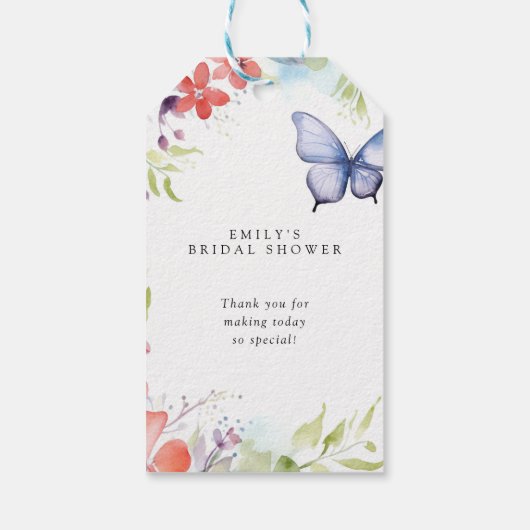 Bruiloftsfeestje 'Hij Geeft Me Vlinders' Cadeaulabel (Achterkant)