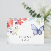 Bruiloftsfeestje 'Hij geeft me vlinders in mijn bu Bedankkaart (Staand voorkant)