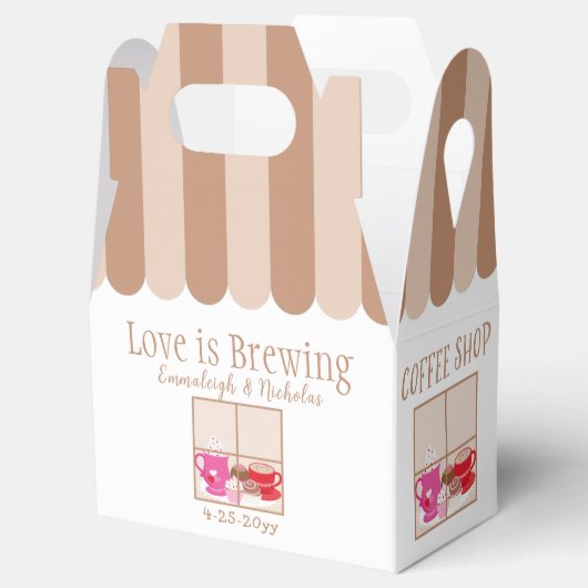 Bruiloftsfeestje in koffiehuis bedankdoosjes (Geopend)