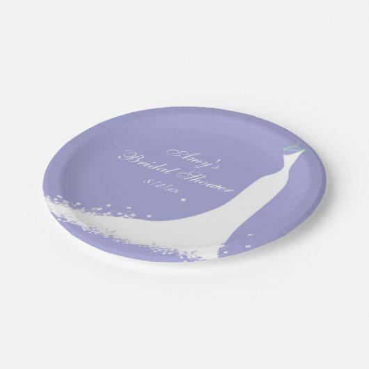 Bruiloftsfeestje, Lavendel, Witte Vlinders Papieren Bordje (Gekanteld)