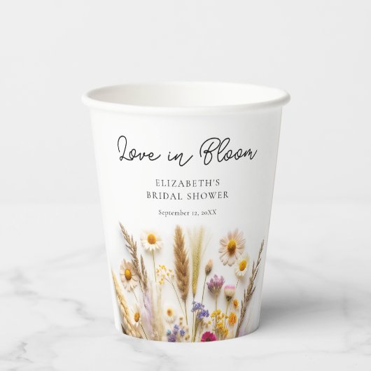 Bruiloftsfeestje Love in Bloom Papieren Bekers (Achterkant)