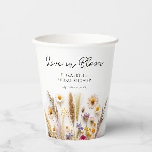 Bruiloftsfeestje Love in Bloom Papieren Bekers (Voorkant)