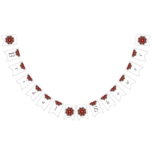 Bruiloftsfeestje. Mandala in rood Vlaggetjes (Alle)
