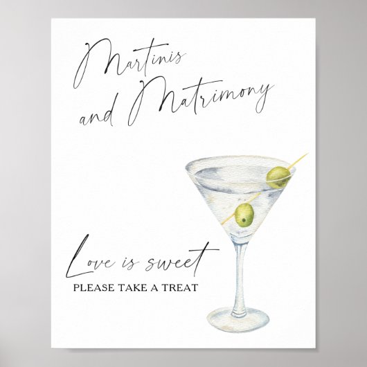 Bruiloftsfeestje Martini de liefde is zoet neem ee Poster (Voorkant)