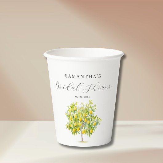 Bruiloftsfeestje met citroen citrus papieren bekers