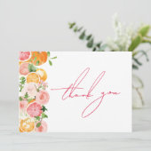 Bruiloftsfeestje met citrus thema: de hoofdattract bedankkaart (Staand voorkant)