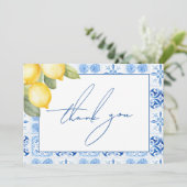 Bruiloftsfeestje met citrus thema "Main Squeeze" Bedankkaart (Staand voorkant)