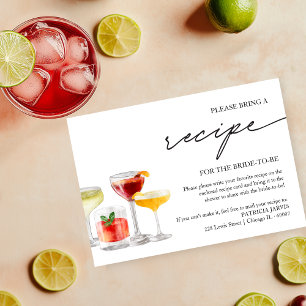 Bruiloftsfeestje met cocktailparty receptenverzoek kaart