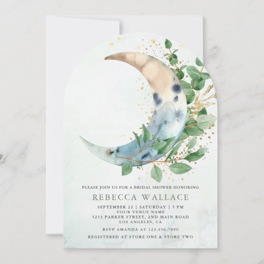 Bruiloftsfeestje met Halve Maan Eucalyptus Boog Kaart (Voorkant)