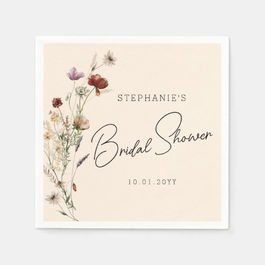 Bruiloftsfeestje met herfst wilde bloemen servet (Voorkant)