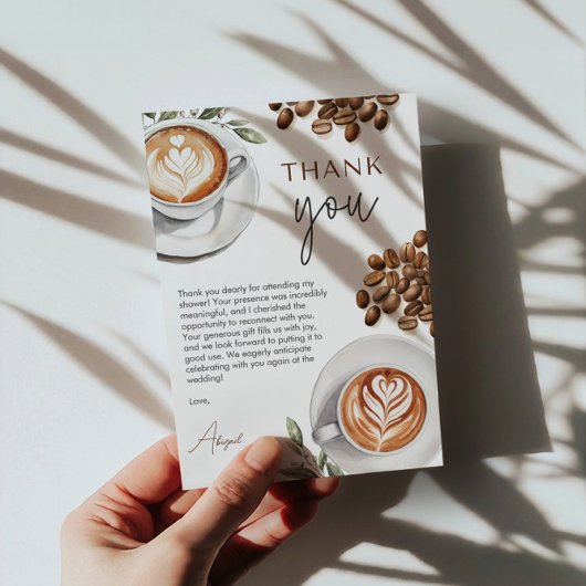 Bruiloftsfeestje met koffie - De liefde is in de l Bedankkaart