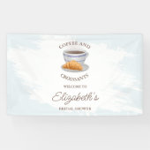 Bruiloftsfeestje met koffie en croissants spandoek (Horizontaal)