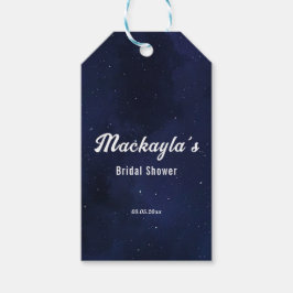 Bruiloftsfeestje met maan, sterren en slingerlicht cadeaulabel