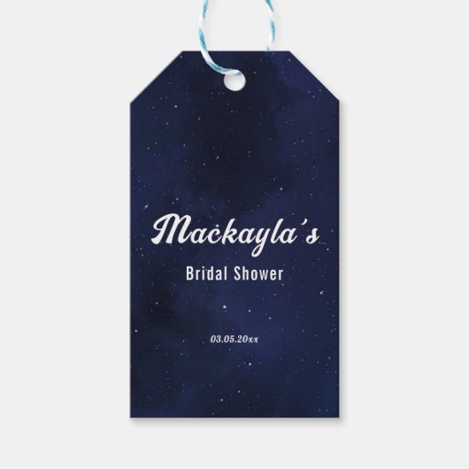 Bruiloftsfeestje met maan, sterren en slingerlicht cadeaulabel (Voorkant)