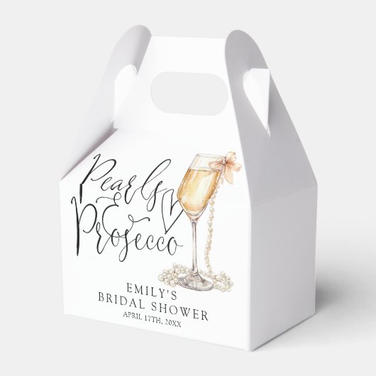 Bruiloftsfeestje met Parels en Prosecco Bedankdoosjes (Voorkant Zijde)