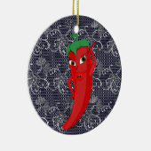 Bruiloftsfeestje met rode hete peper diva keramisch ornament (Rechts)