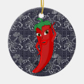 Bruiloftsfeestje met rode hete peper diva keramisch ornament (Voorkant)