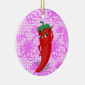 Bruiloftsfeestje met rode hete peper diva keramisch ornament (Rechts)