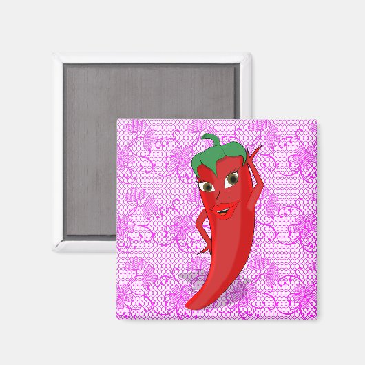 Bruiloftsfeestje met rode hete peper diva magneet (Voorkant / Achterkant)