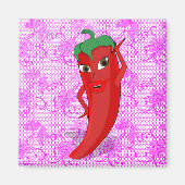 Bruiloftsfeestje met rode hete peper diva magneet (Voorkant)