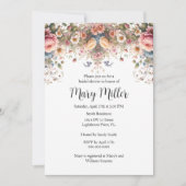 Bruiloftsfeestje met Roze Roos Kaart (Voorkant)