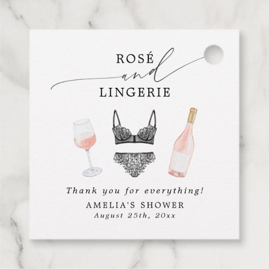 Bruiloftsfeestje met rozen en lingerie bedankjes labels (Achterkant)