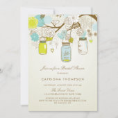 Bruiloftsfeestje met Rustieke Blauwe en Gele Metse Kaart (Voorkant)