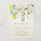 Bruiloftsfeestje met Rustieke Blauwe en Gele Metse Kaart (Voorkant / Achterkant)