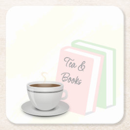 Bruiloftsfeestje met thee en boeken kartonnen onderzetters