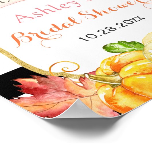 Bruiloftsfeestje met thema herfstbladeren en pompo poster (Hoek)