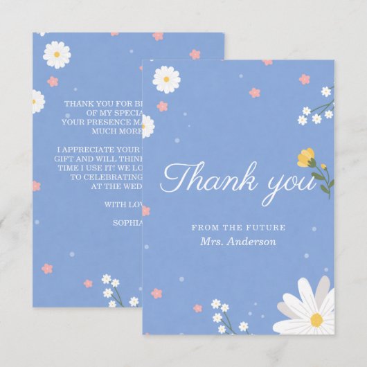 Bruiloftsfeestje met wilde bloemen bedankkaart (Voorkant / Achterkant)