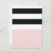 Bruiloftsfeestje Moderne Roze Zwart & Witte Strepe Kaart (Achterkant)