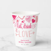 Bruiloftsfeestje op Valentijnsdag "Eten, Drinken & Papieren Bekers (Voorkant)