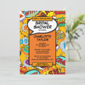 Bruiloftsfeestje Pret Retro Stripboek Kaart (Staand voorkant)