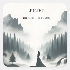 Bruiloftsfeestje River Rain Cloud Smoky Mountain Vierkante Sticker