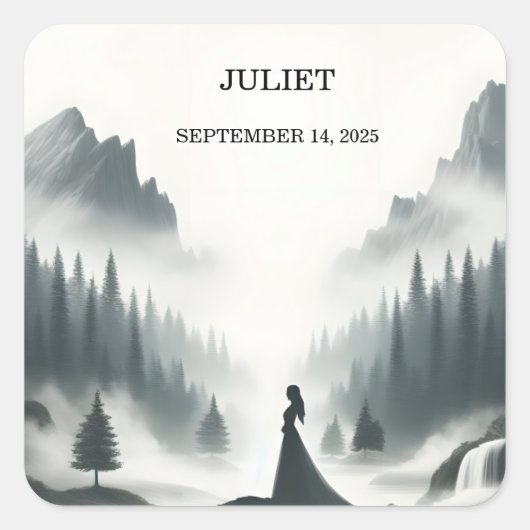 Bruiloftsfeestje River Rain Cloud Smoky Mountain Vierkante Sticker (Voorkant)