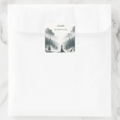 Bruiloftsfeestje Rivier Regenwolk Rookachtige Berg Vierkante Sticker (Tas)