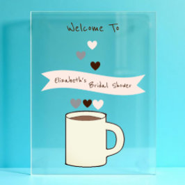 Bruiloftsfeestje rond koffie acryl bord