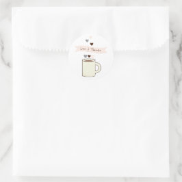 Bruiloftsfeestje rond koffie ronde sticker