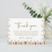 Bruiloftsfeestje "Rustic Floral Storybook New Chap Bedankkaart (Staand voorkant)