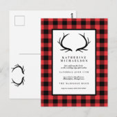 BRUILOFTSFEestJE | Rustieke Herten Buffalo Geruit Briefkaart (Voorkant / Achterkant)