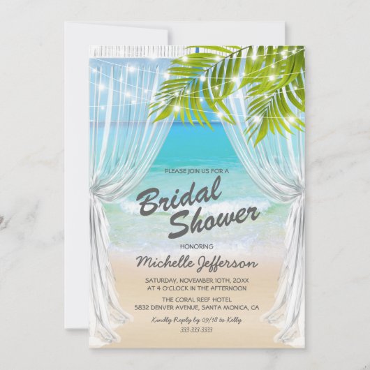 Bruiloftsfeestje strandbestemming kaart (Voorkant)