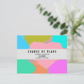 Bruiloftsfeestje Verandering van Plannen Hartjes Briefkaart (Staand voorkant)