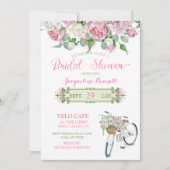 Bruiloftsfeestje Vintage Fiets Mand Roze Rozen Kaart (Voorkant)