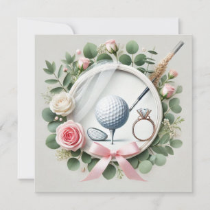 Bruiloftsfeestje voor golfsters met golfbal save the date