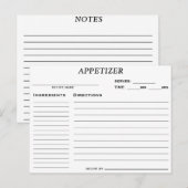 Bruiloftsfeestje Voorgerechten Recept Kaart (Voorkant / Achterkant)