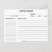 Bruiloftsfeestje Voorgerechten Recept Kaart (Voorkant)