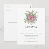 BRUILOFTSFEestJE | Waterverf Poinsettia Bloemen Briefkaart (Voorkant / Achterkant)