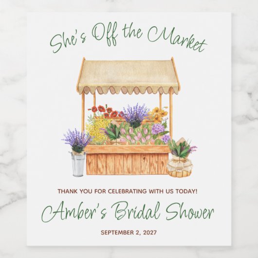 Bruiloftsfeestje 'Ze is van de markt' Wijn Etiket (Enkel label)